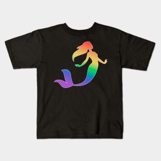 Rainbow mermaid silhouette Kids T-Shirt